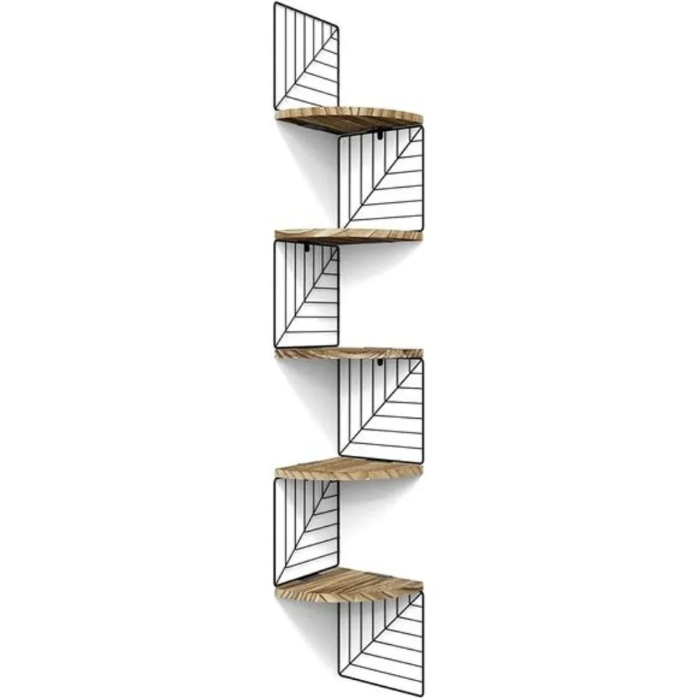 Corner Shelf Wall Mount 5 Tier Floating Shelves Bedroom Living Room Bathroom